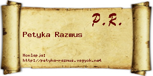 Petyka Razmus névjegykártya